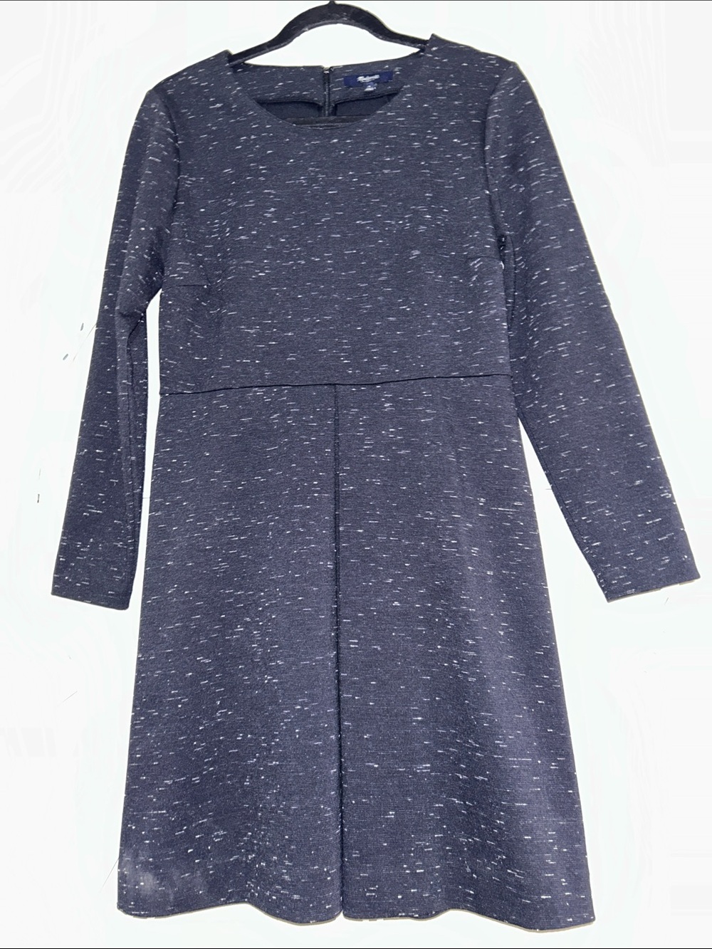 Madewell Gia Marbled Concept Speckled Long-Sleeve A-Line Dress Midnight Navy